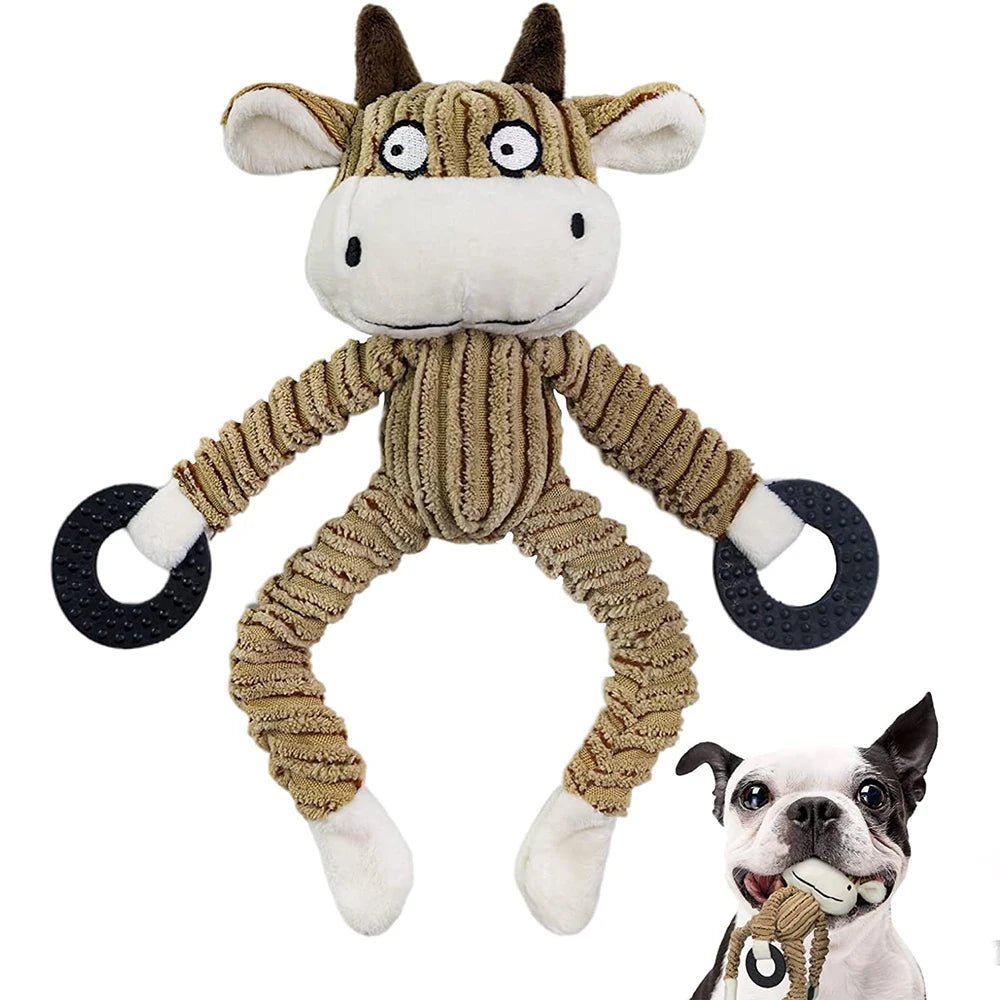 Monkey and Cow Squeaky Chew Toys - Pawradise Pointe